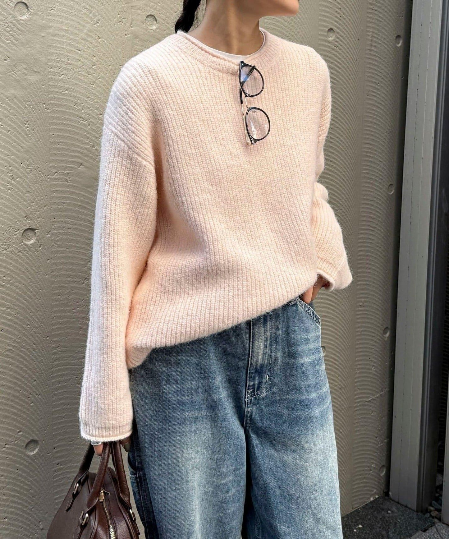 中長款單面針織套頭衫