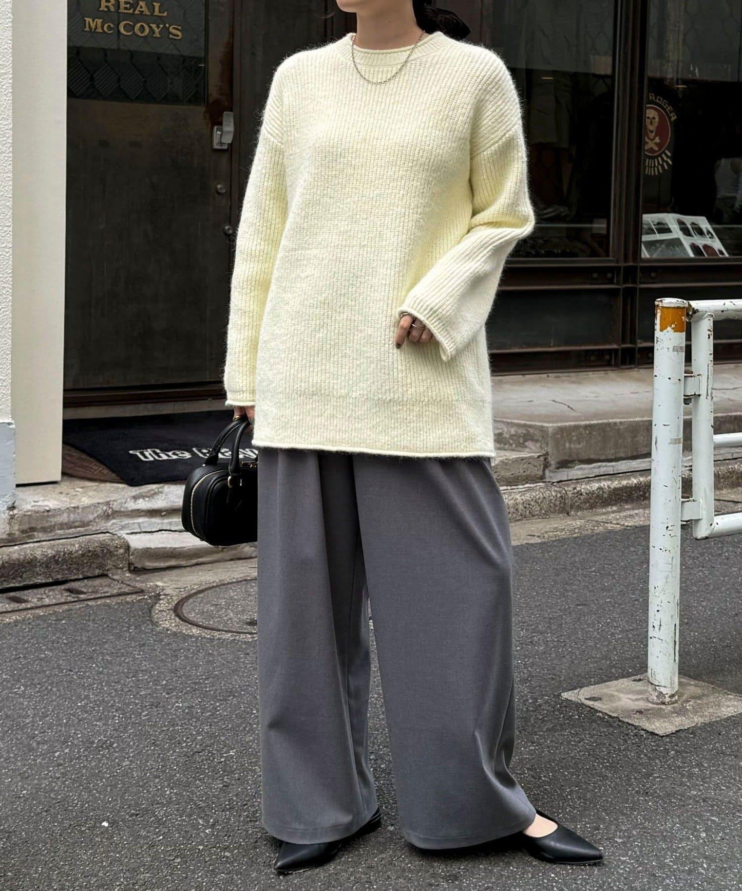 中長款單面針織套頭衫