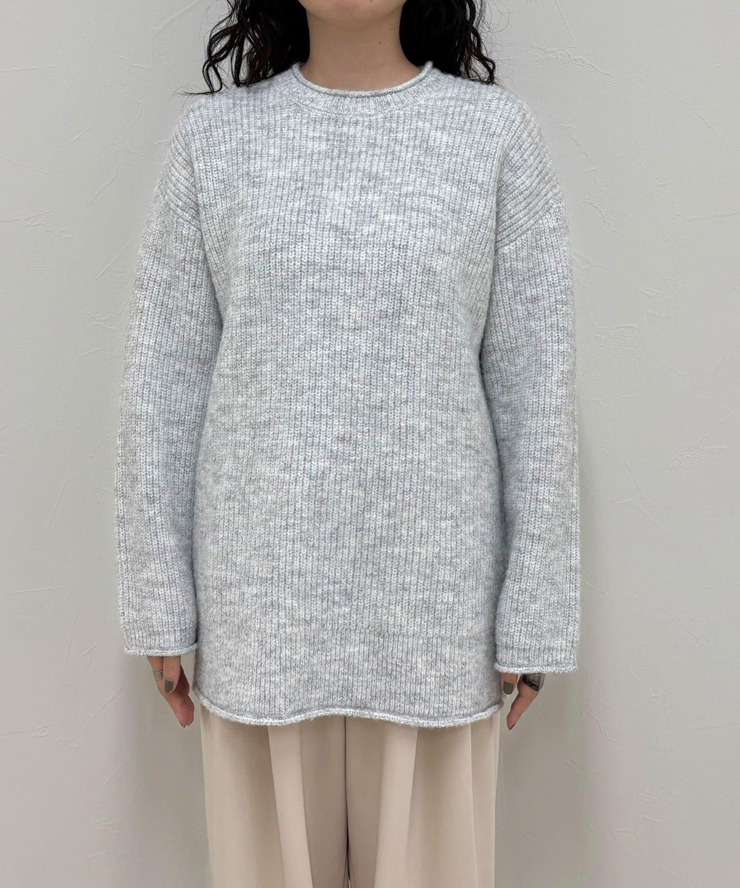 中長款單面針織套頭衫