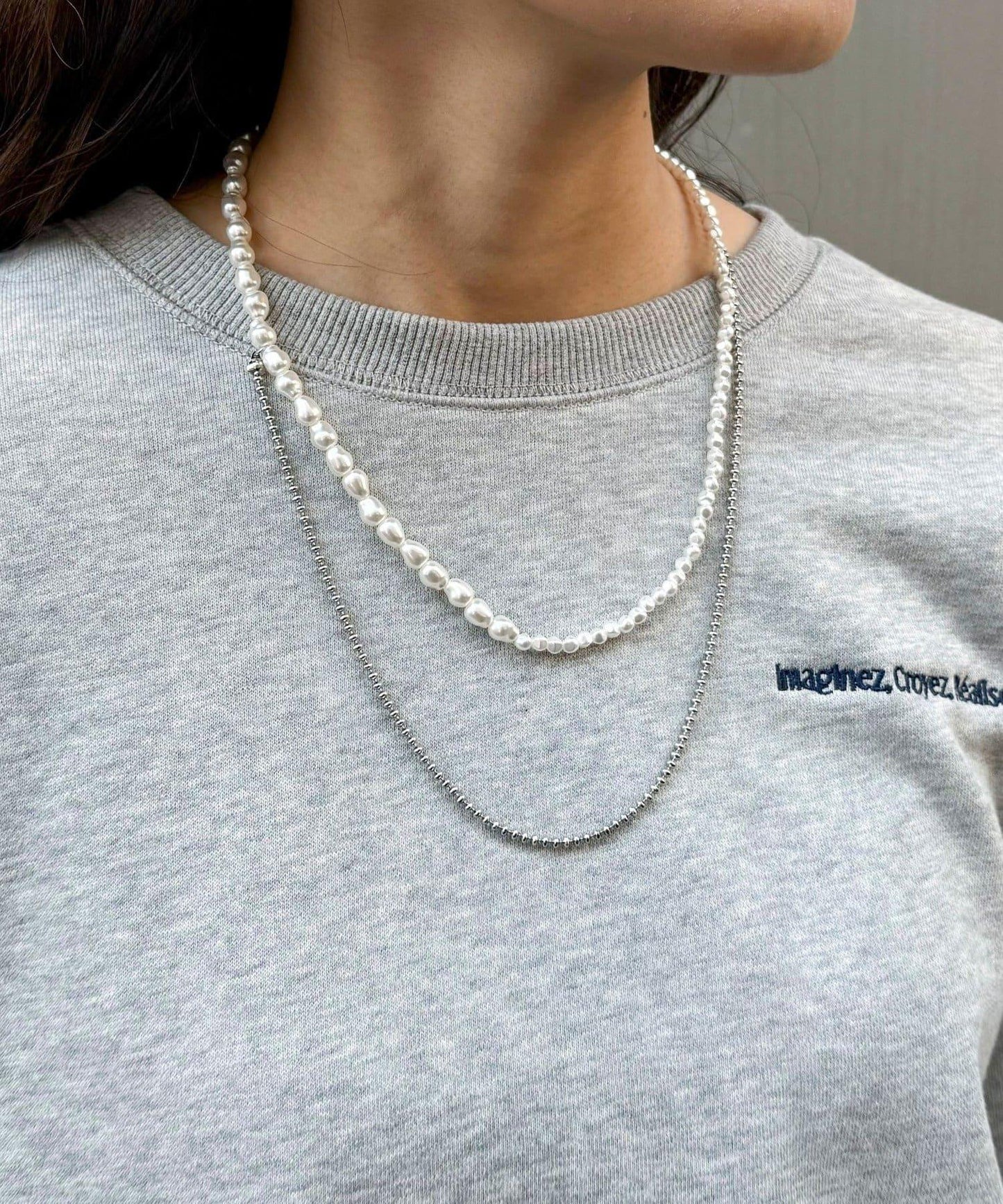 珍珠鏈不對稱項鍊