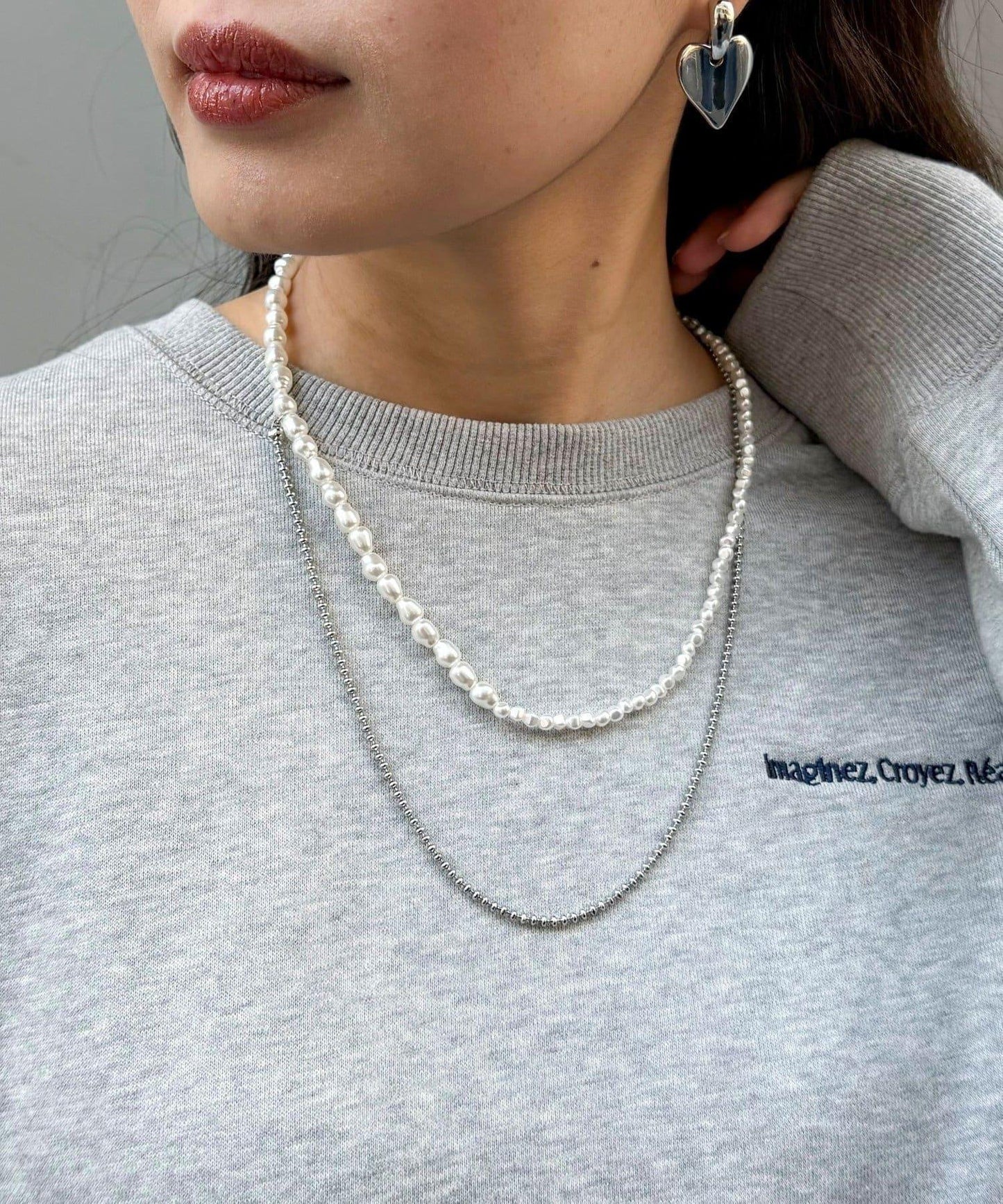 珍珠鏈不對稱項鍊