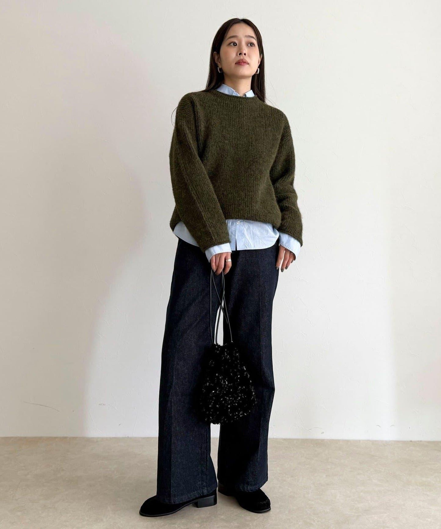 中長款單面針織套頭衫