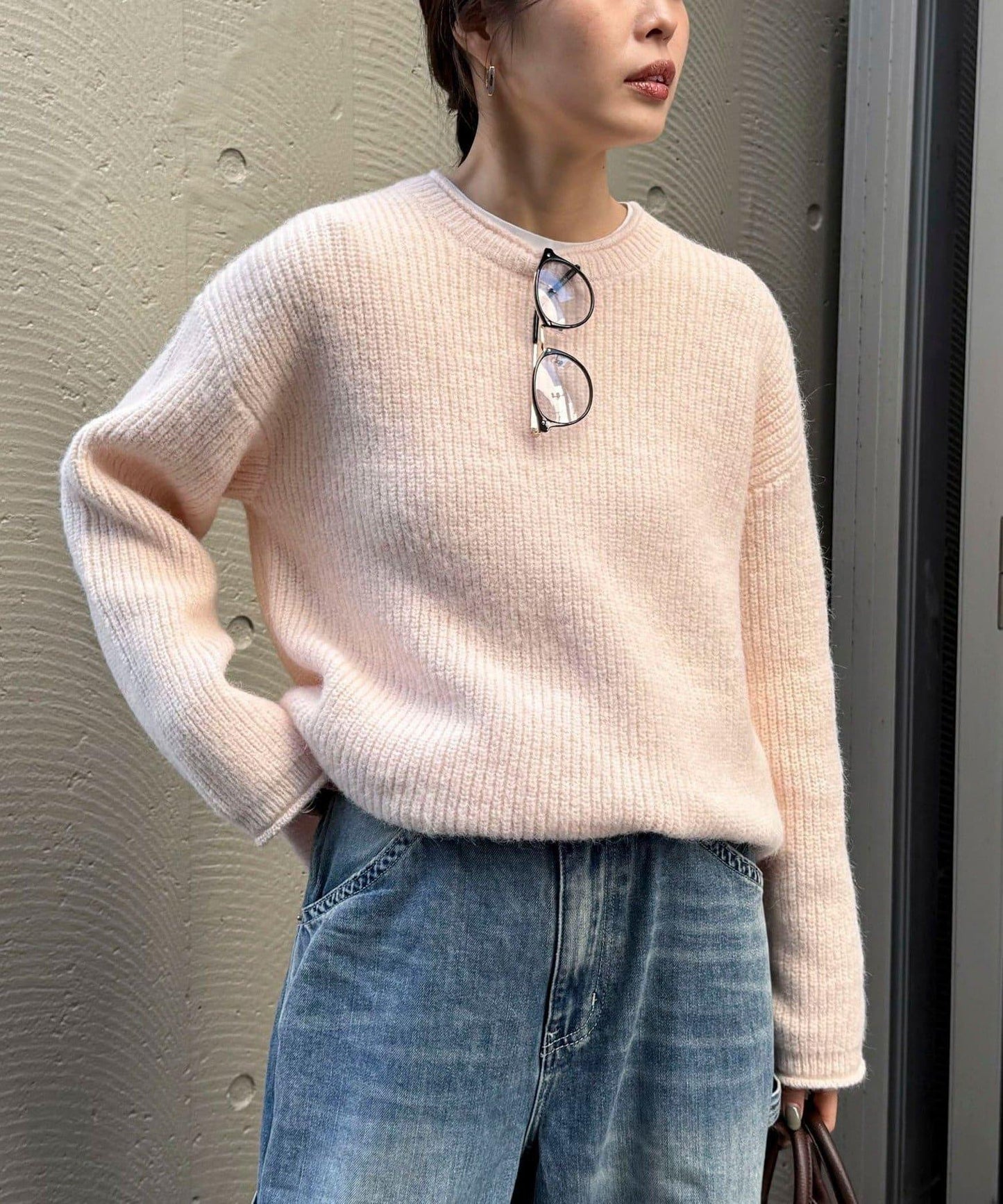 中長款單面針織套頭衫