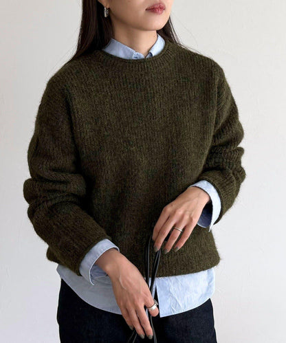 中長款單面針織套頭衫