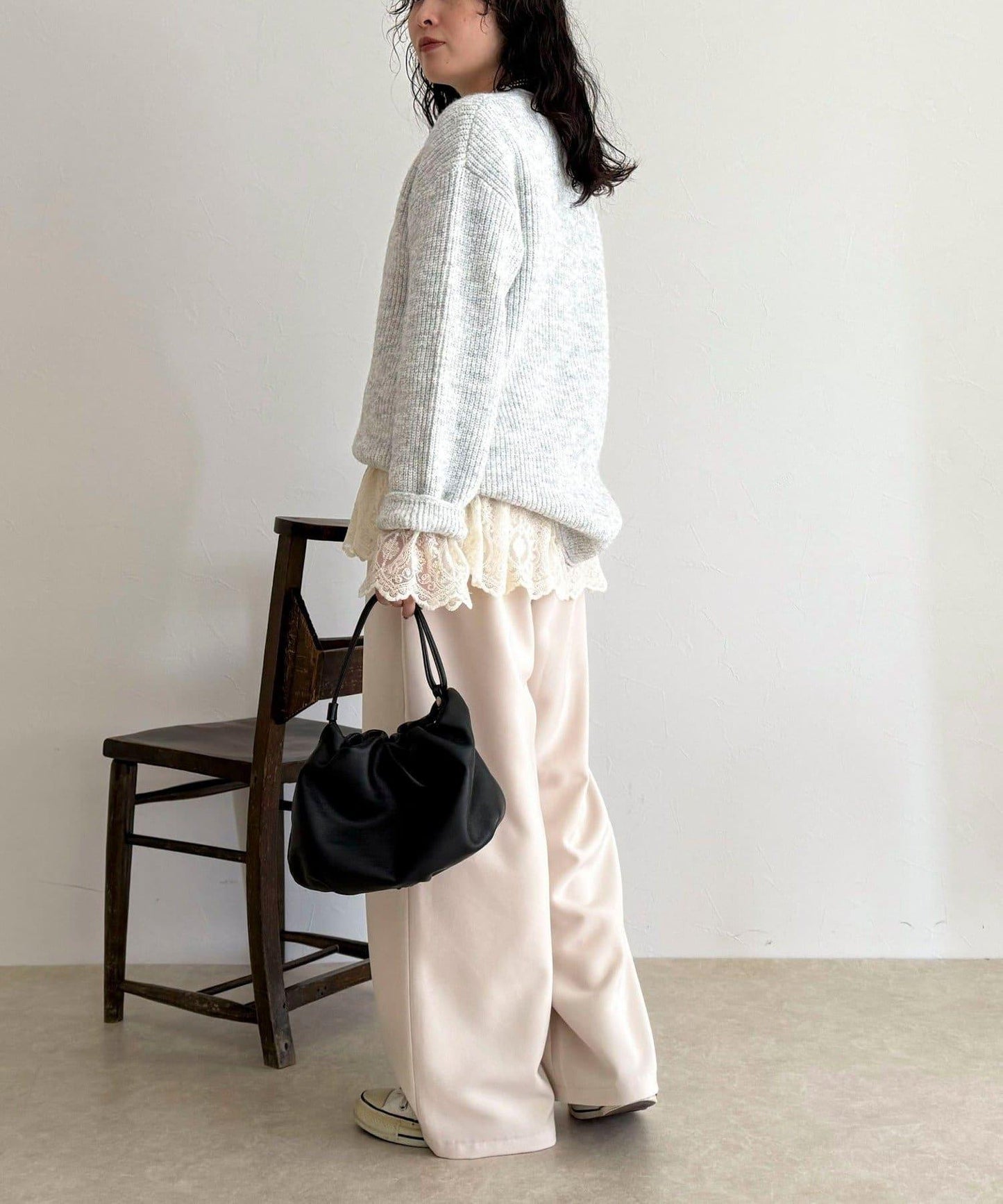 中長款單面針織套頭衫