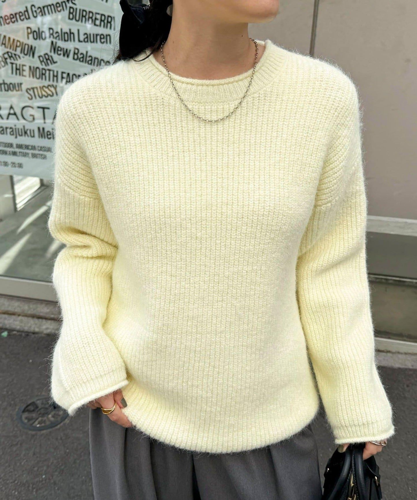 中長款單面針織套頭衫