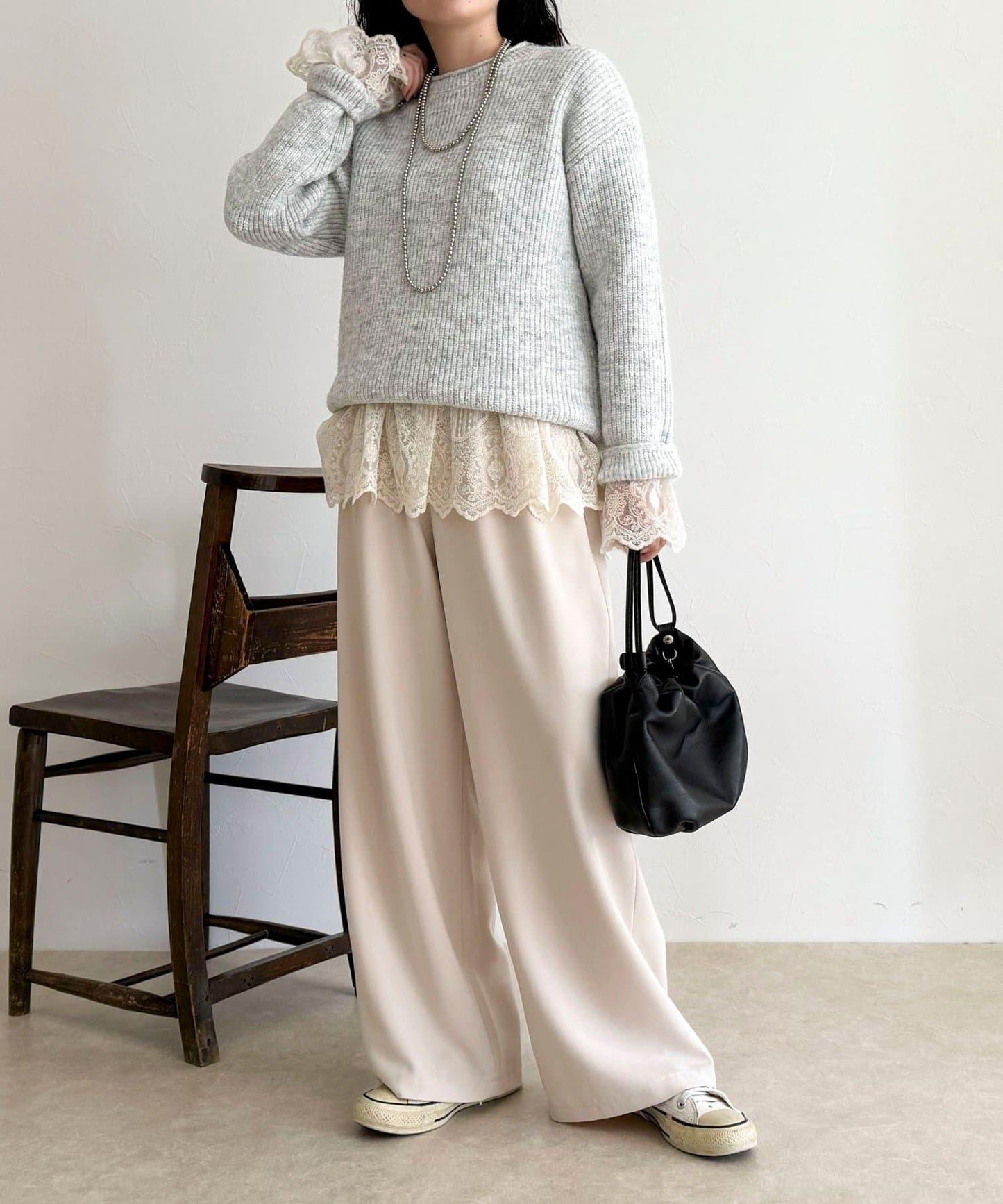 中長款單面針織套頭衫