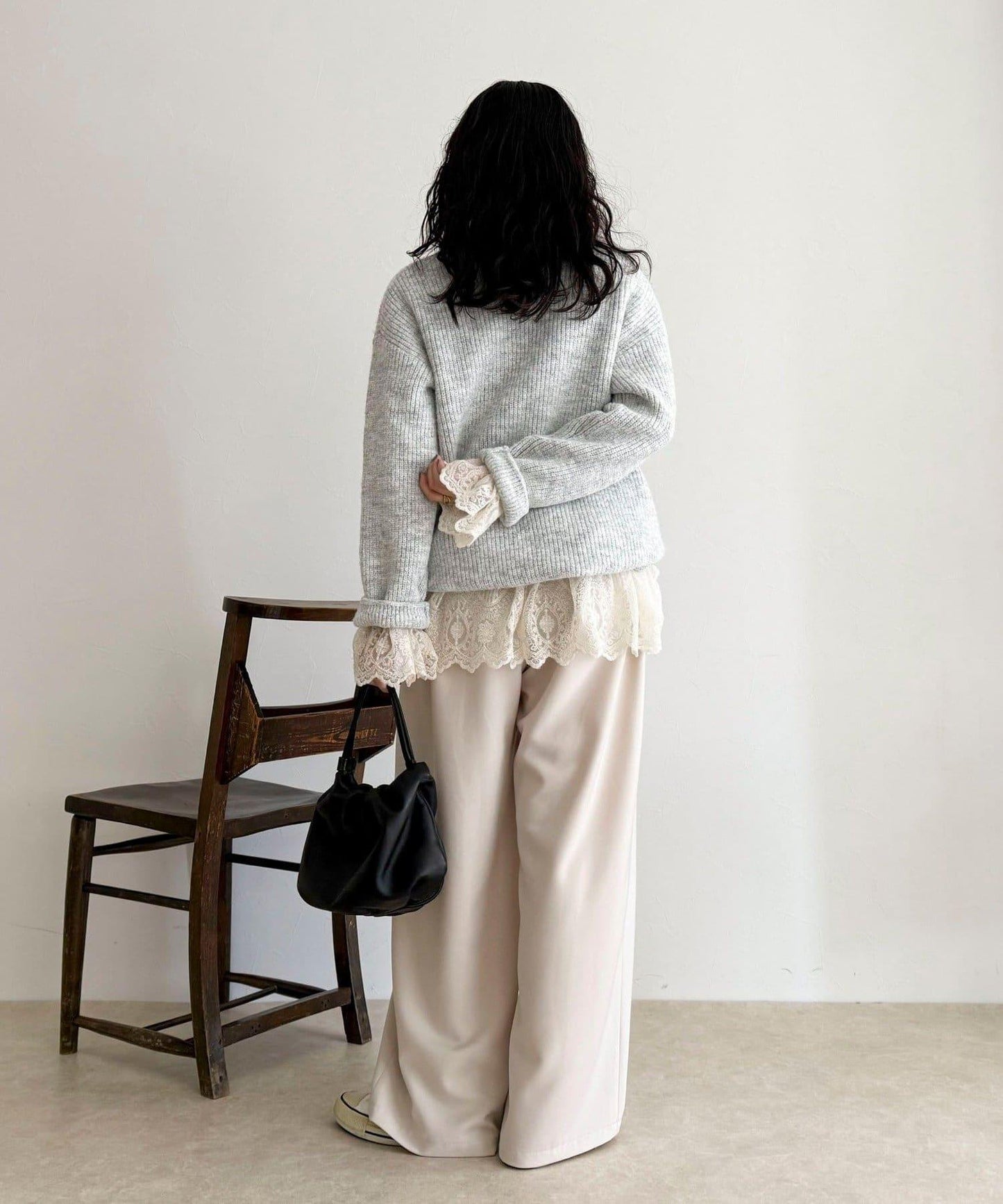 中長款單面針織套頭衫