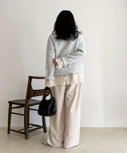 中長款單面針織套頭衫