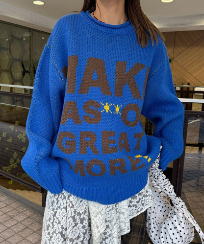 低密度提花拼接寬鬆針織衫