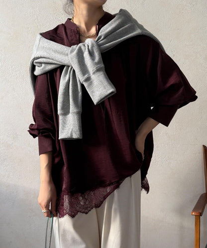 蕾絲拼接長款上衣