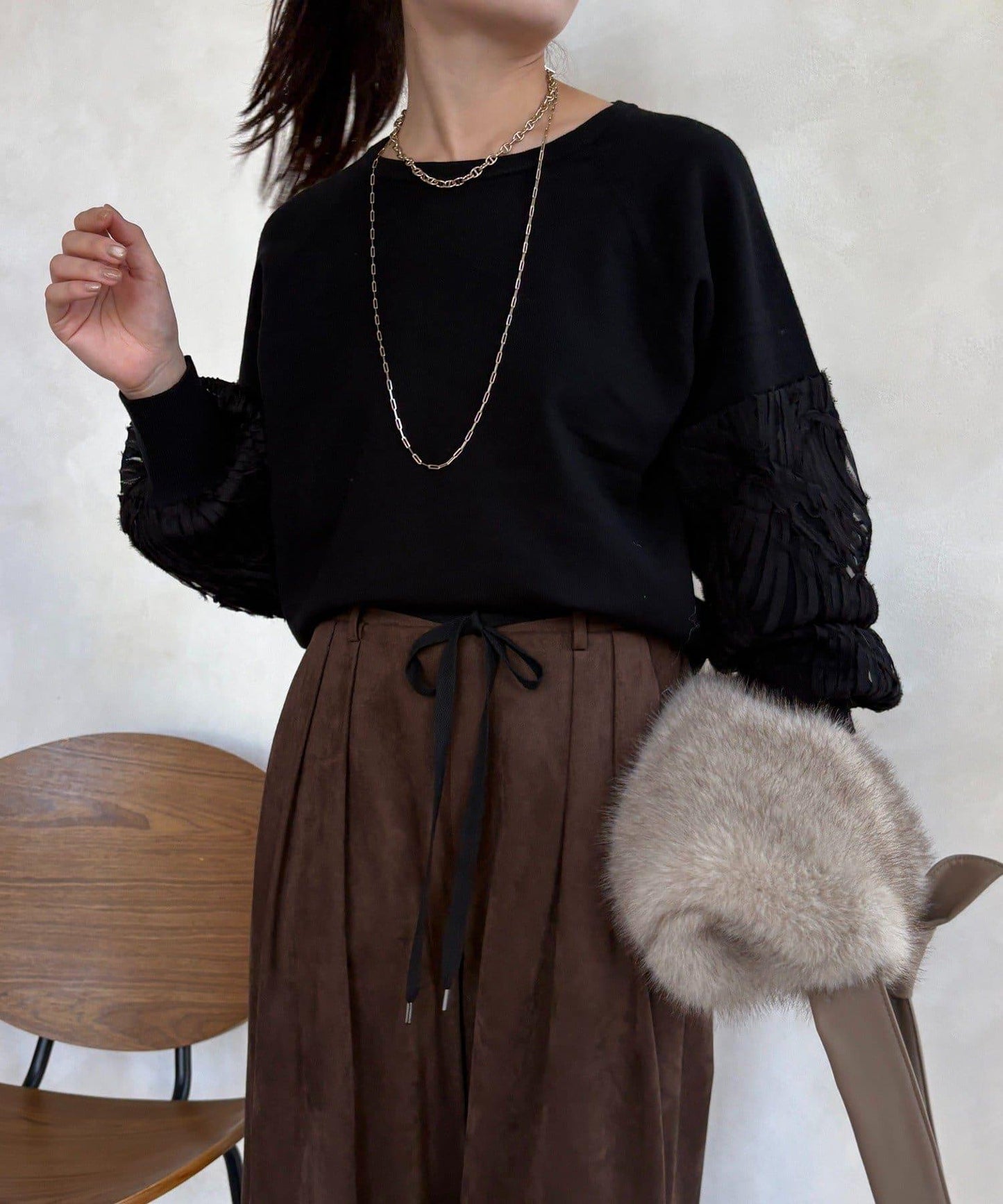 拼接帶刺繡套頭衫