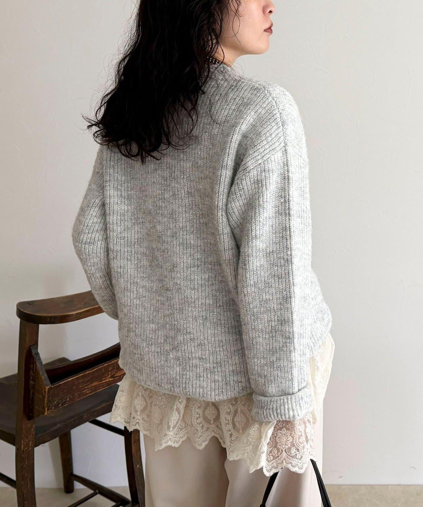 中長款單面針織套頭衫