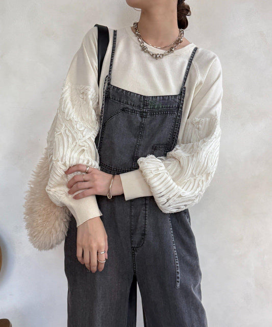 拼接帶刺繡套頭衫