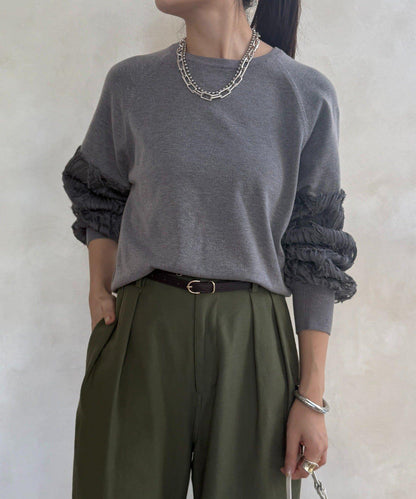 拼接帶刺繡套頭衫