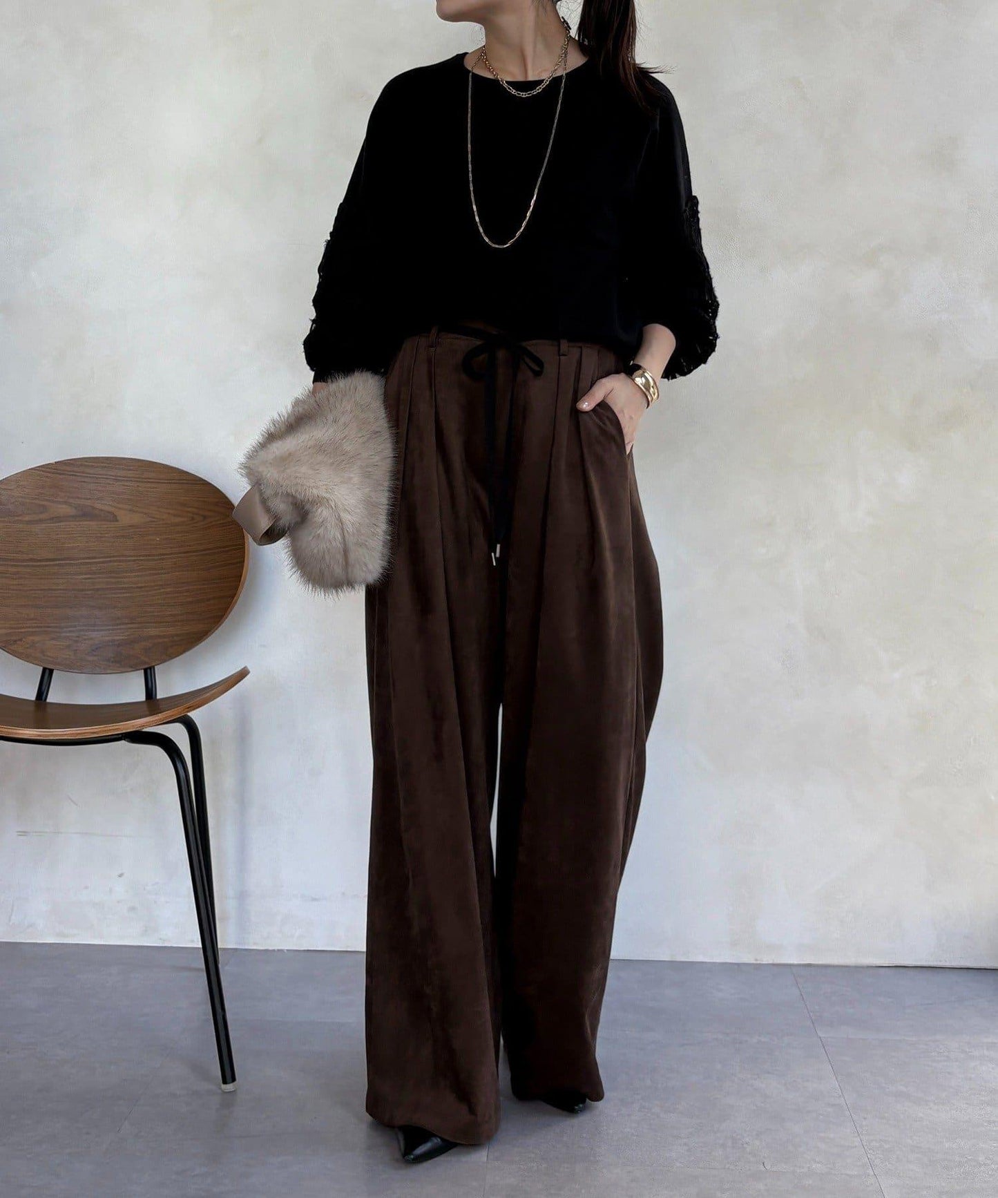 拼接帶刺繡套頭衫