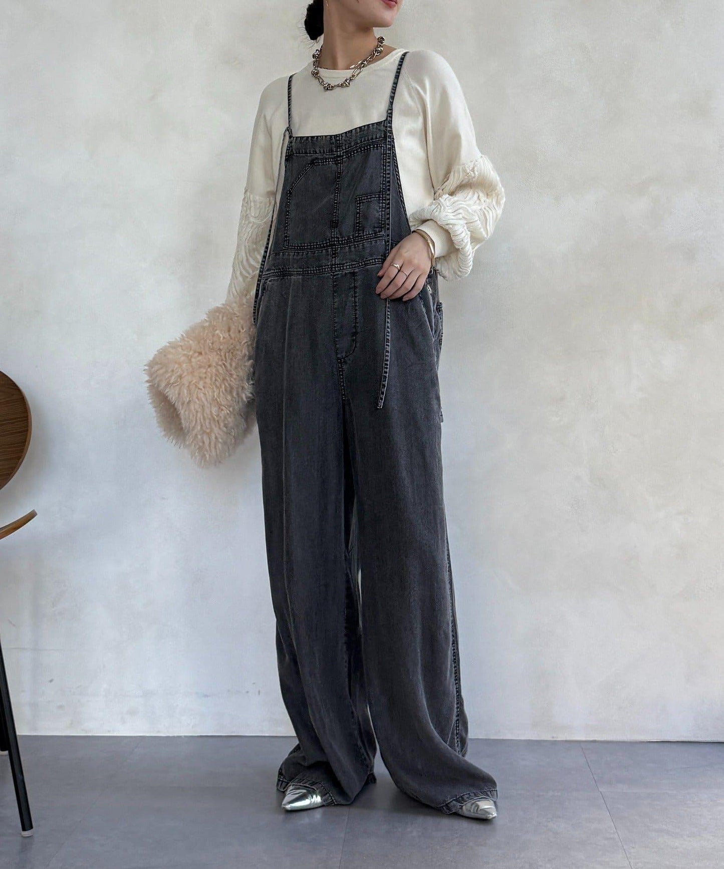 拼接帶刺繡套頭衫