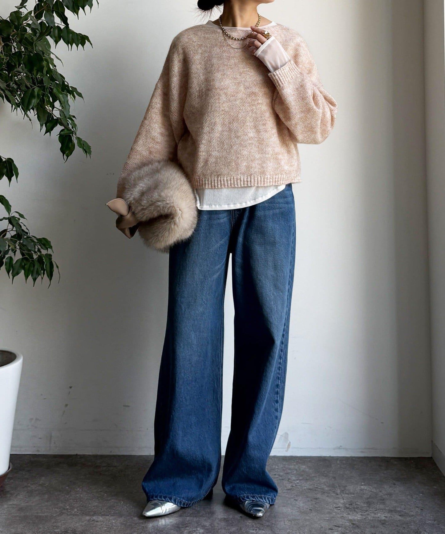 馬海毛混紡套頭衫