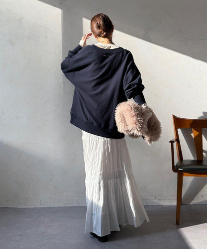 蕾絲拼接褶皺半身裙