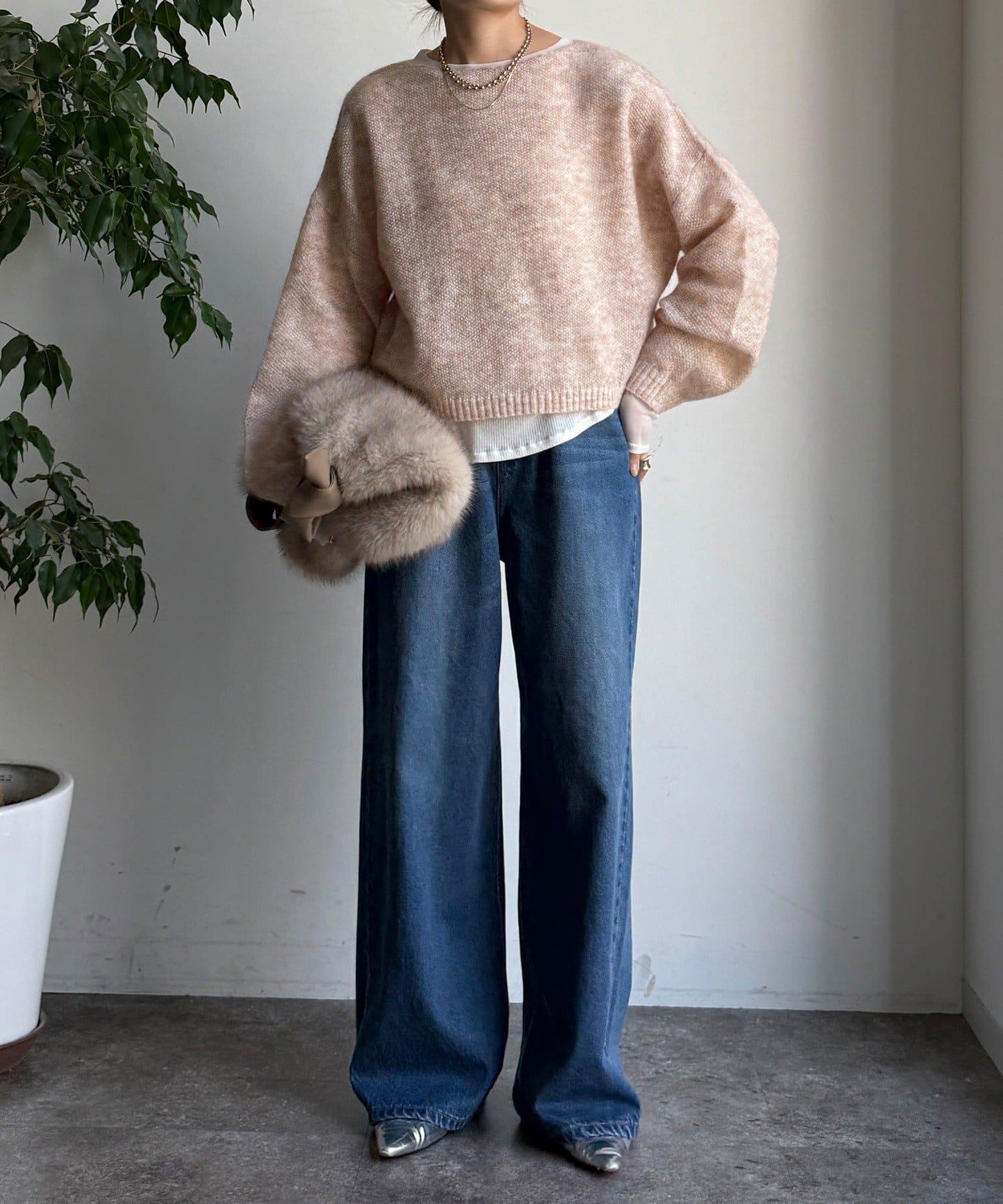 馬海毛混紡套頭衫