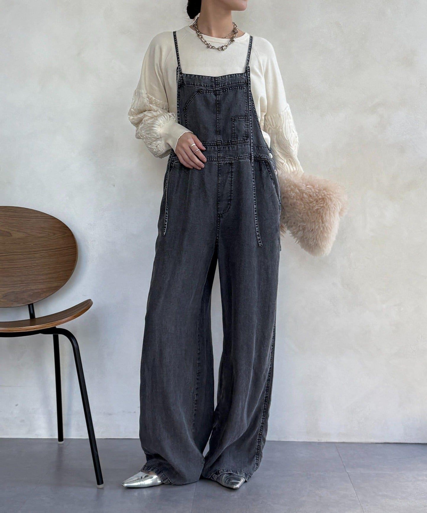 拼接帶刺繡套頭衫