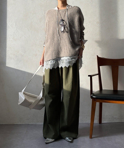 蕾絲拼接長款上衣