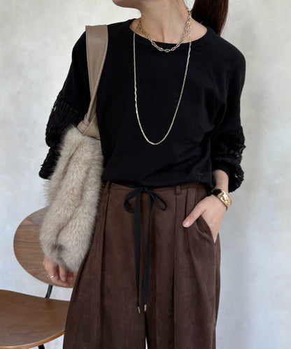 拼接帶刺繡套頭衫