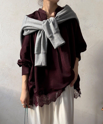 蕾絲拼接長款上衣