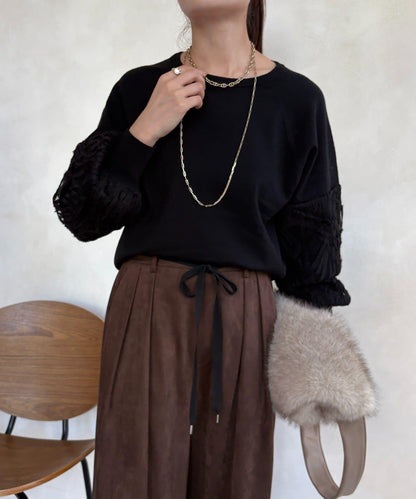 拼接帶刺繡套頭衫