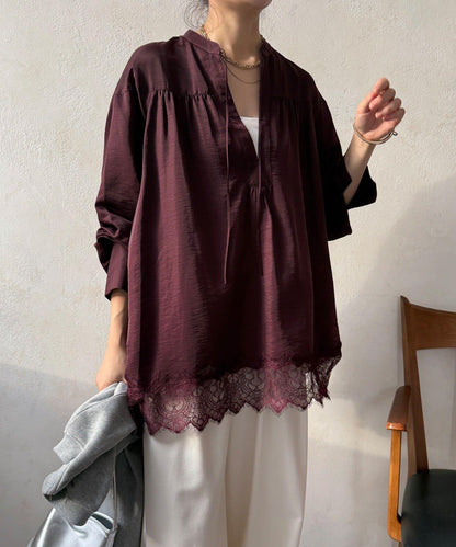 蕾絲拼接長款上衣