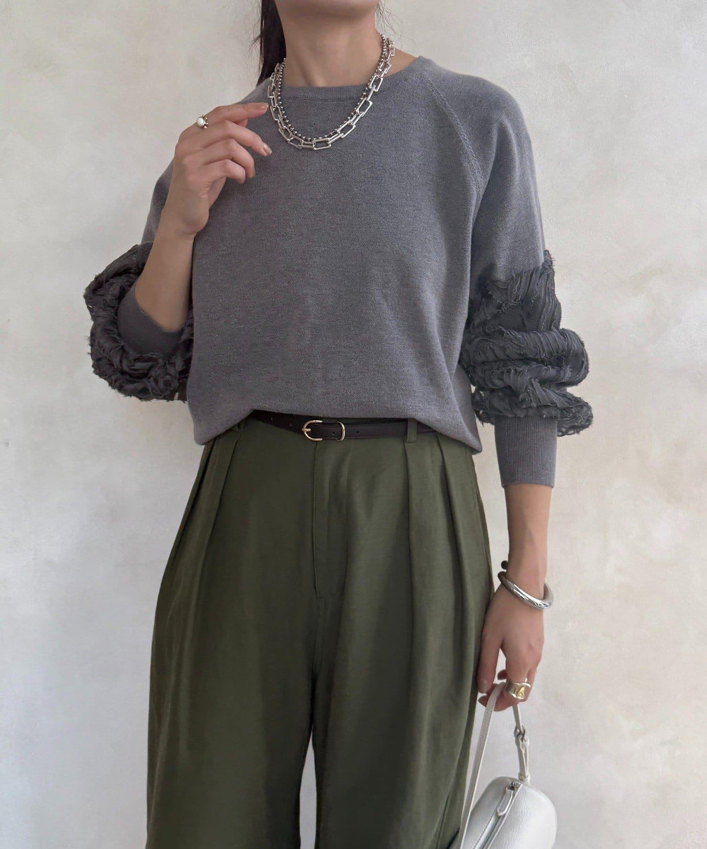 拼接帶刺繡套頭衫