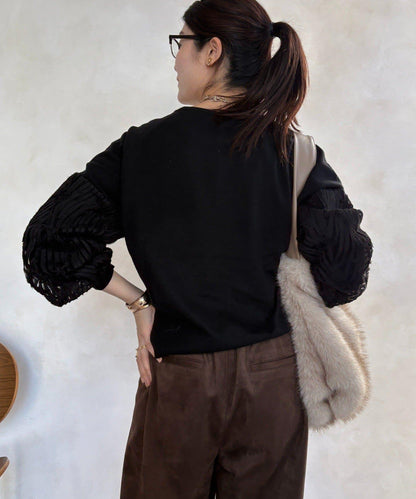 拼接帶刺繡套頭衫