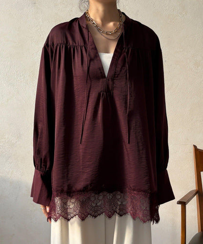 蕾絲拼接長款上衣