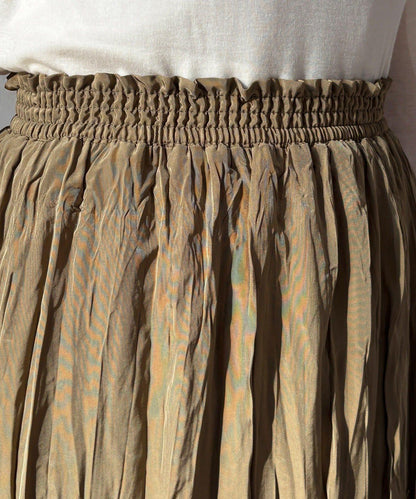 蕾絲拼接褶皺半身裙