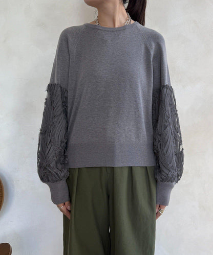 拼接帶刺繡套頭衫