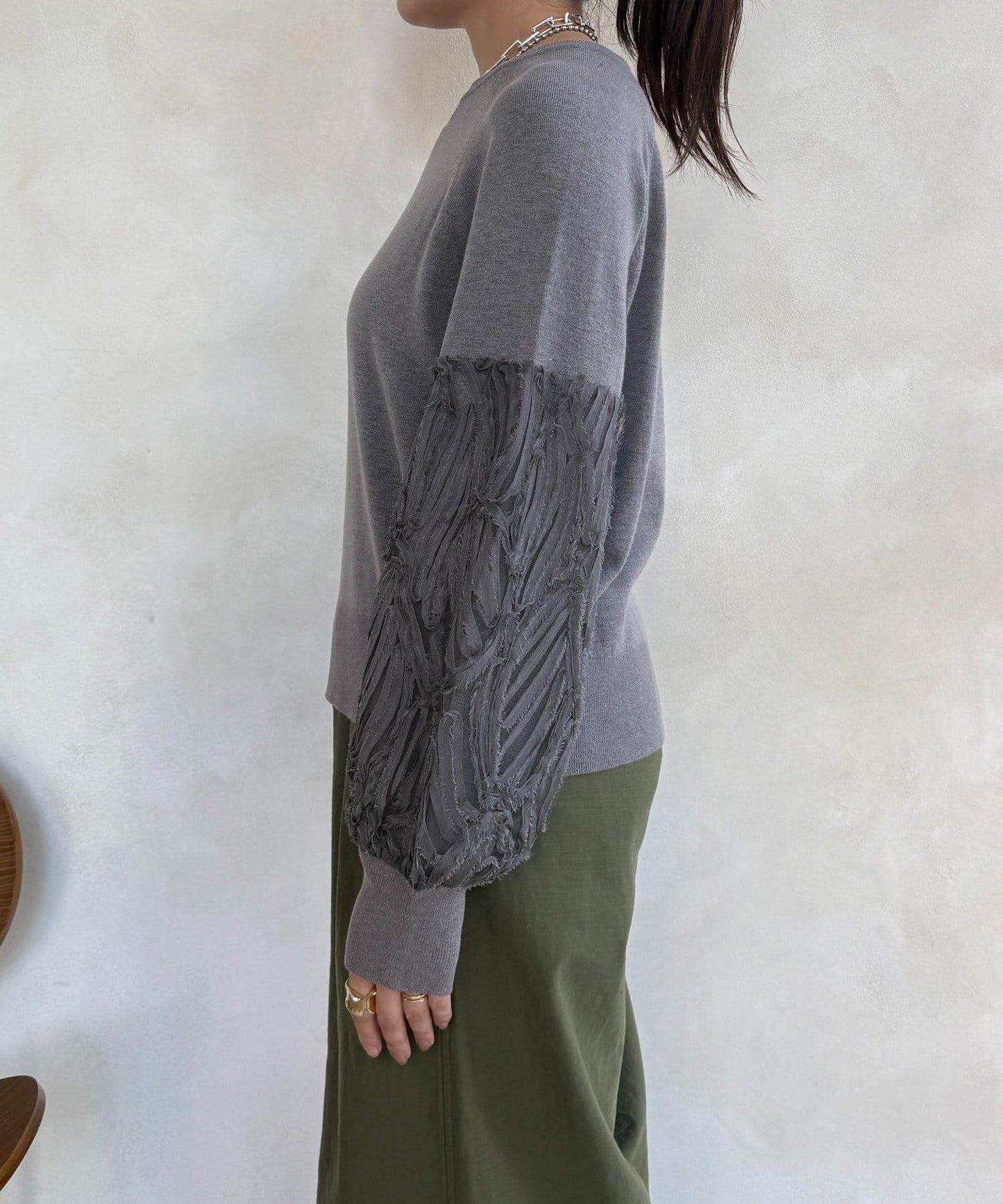 拼接帶刺繡套頭衫