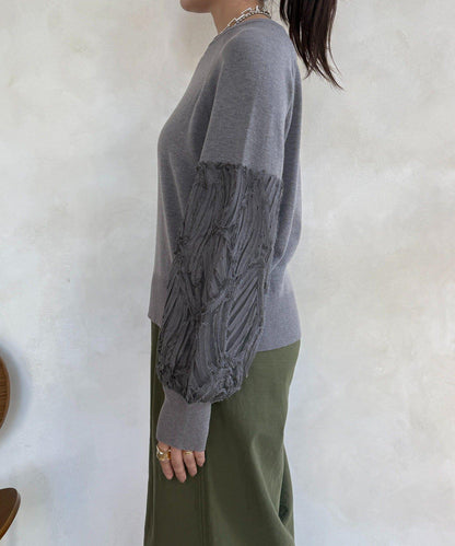 拼接帶刺繡套頭衫