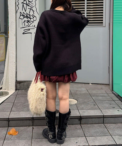 低密度提花拼接寬鬆針織衫