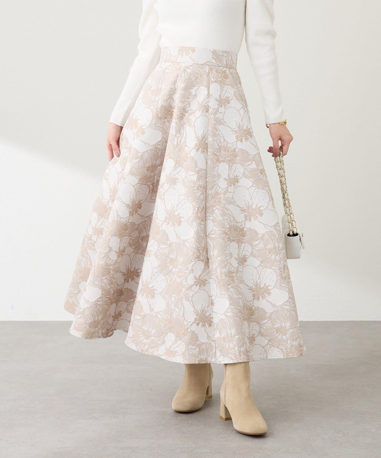 【BonBon Girls精選・最強吸睛半身裙】花卉提花半身裙