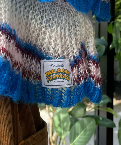 【HELLO.SANFRANCISCO/ハローサンフランシスコ】多色條紋透視荷葉邊針織衫