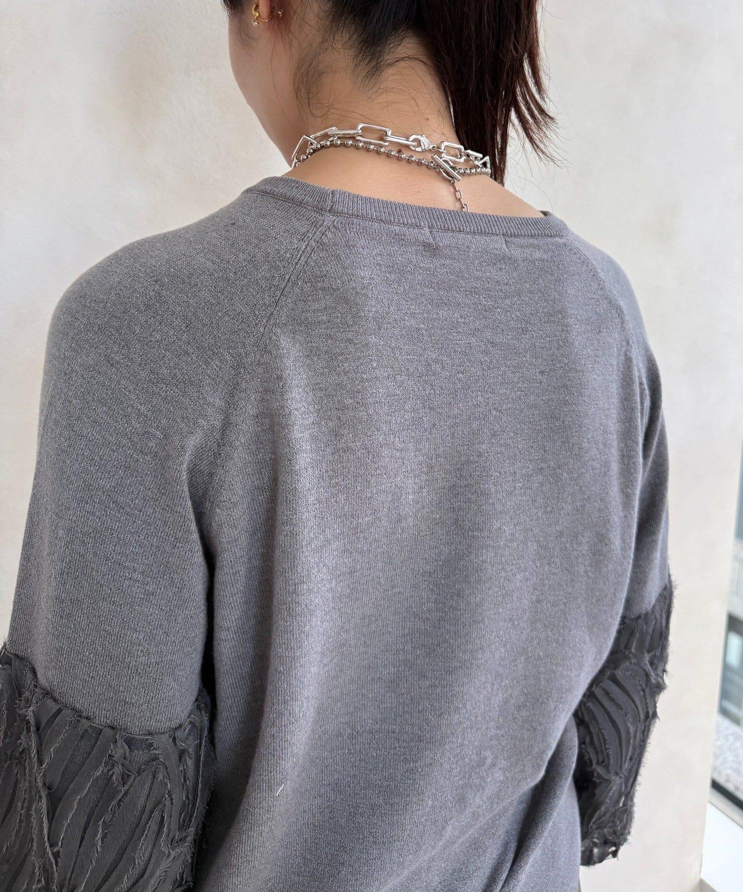 拼接帶刺繡套頭衫