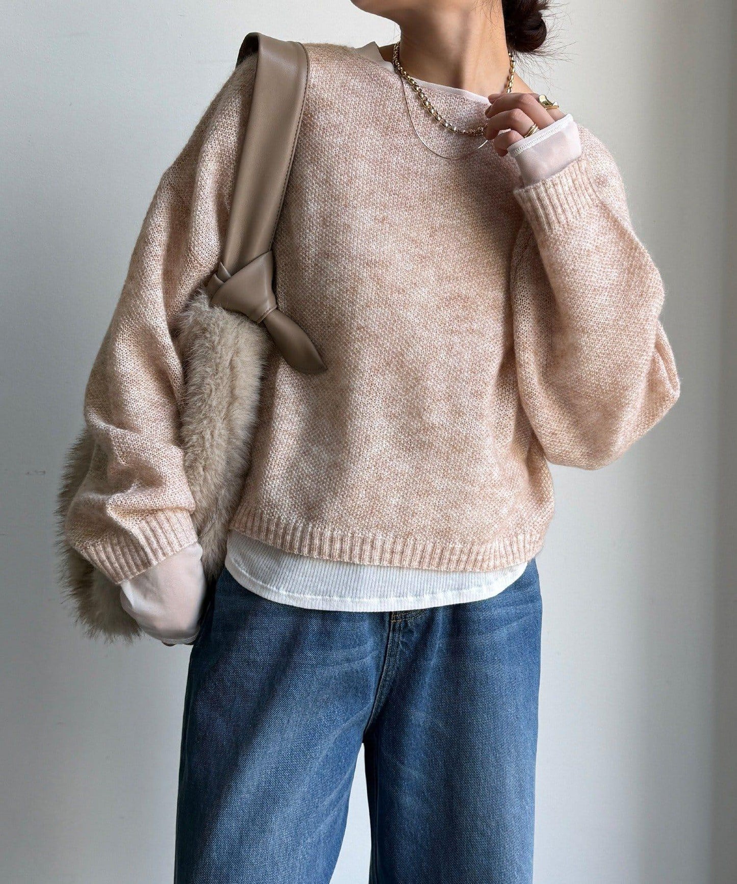 馬海毛混紡套頭衫