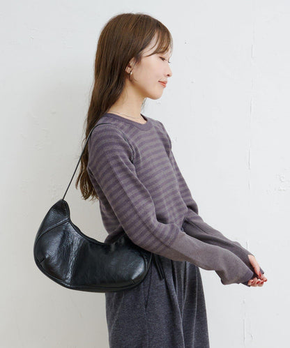 【4色可選】B 條紋指孔針織上衣