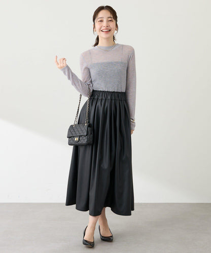 透視亮片高領羅紋針織衫