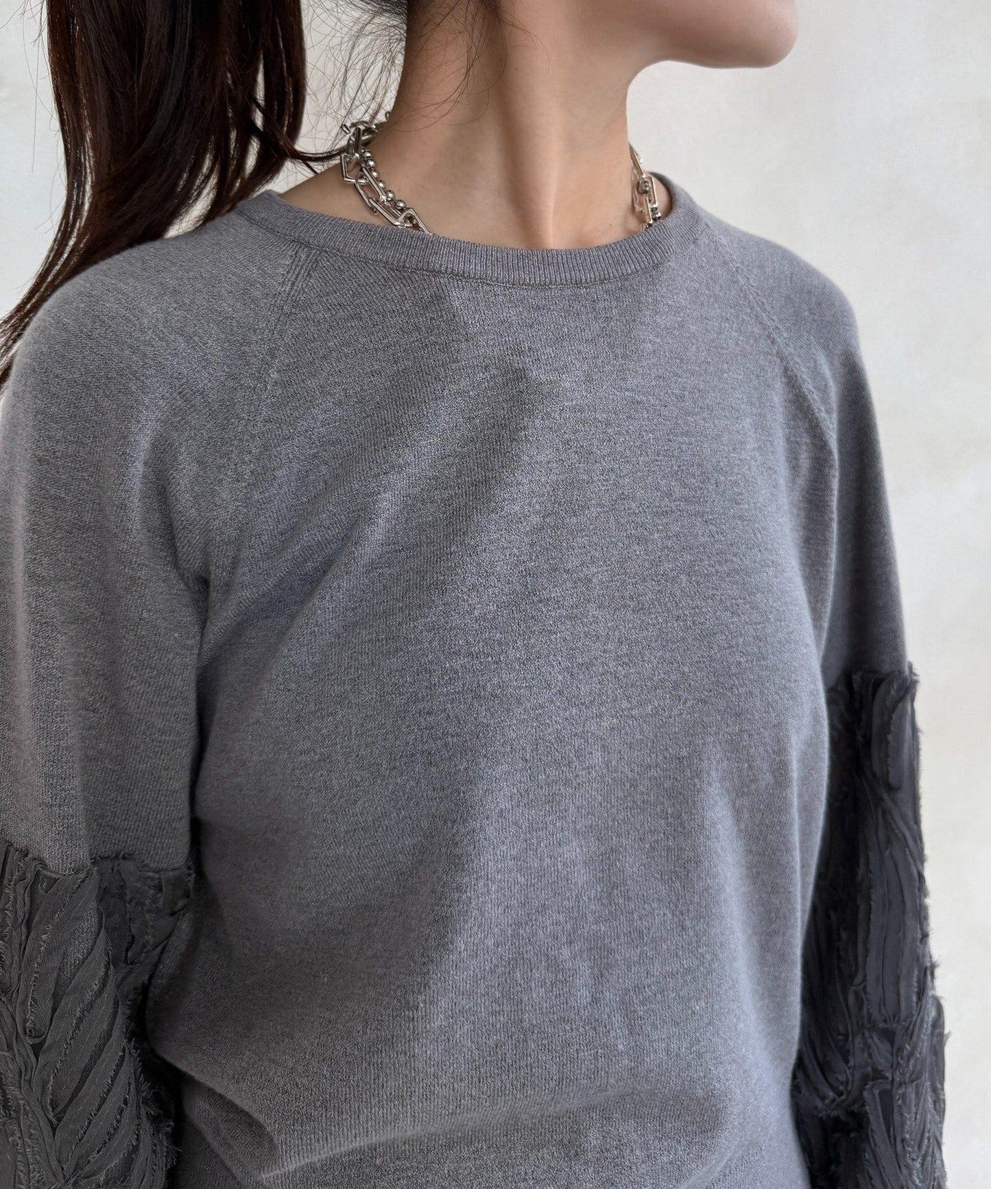 拼接帶刺繡套頭衫