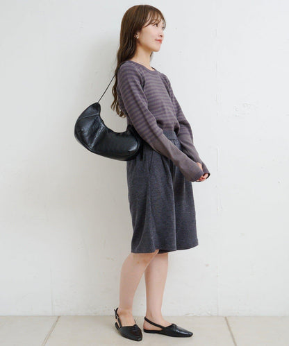 B條紋指洞針織上衣