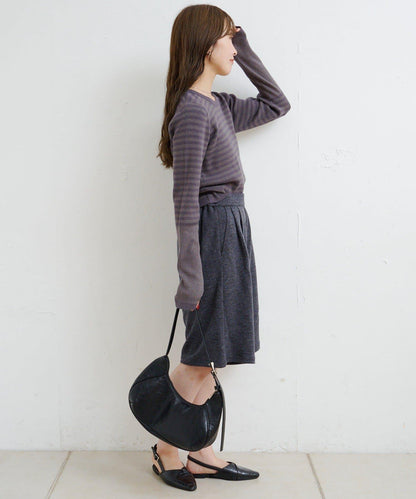 【4色可選】B 條紋指孔針織上衣