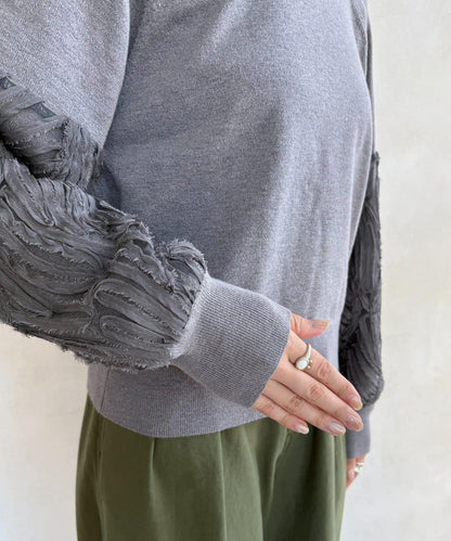 拼接帶刺繡套頭衫