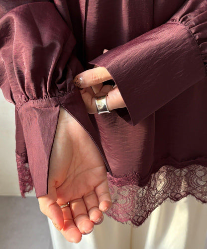 蕾絲拼接長款上衣