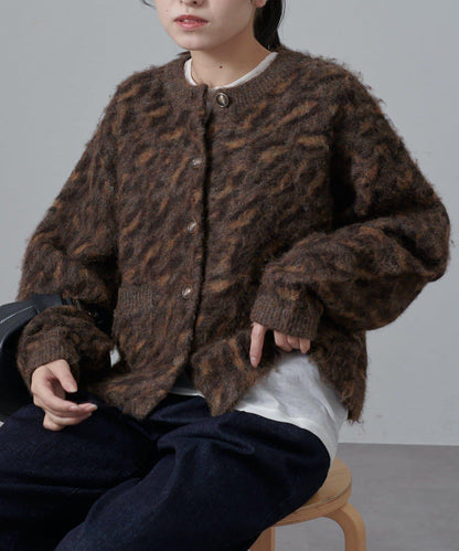 豹紋長毛絨夾克開衫